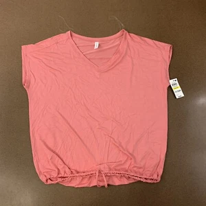 Ideology Women's Size Medium Rose Blossom Short Sleeve Drawstring Hem Shirt NWT - Picture 1 of 8