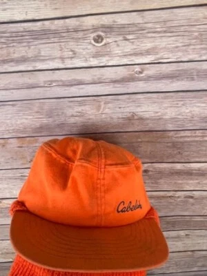 Vintage orange Cabela's hunting hat and face mask adjustable (made in the USA) - Image 1 of 4