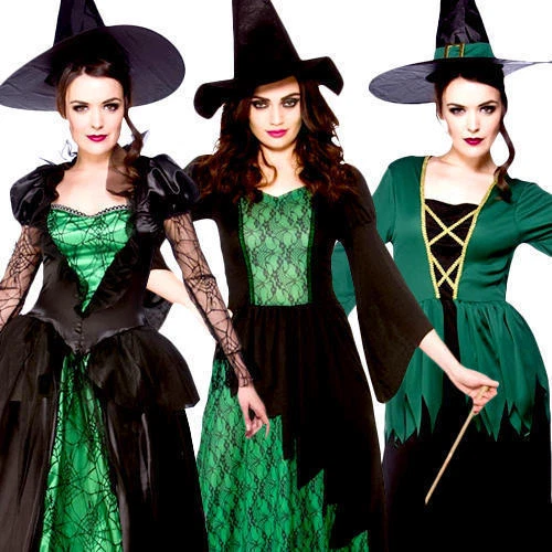 Ladies GREEN WITCHES of Eastwick Fancy Dress Halloween Spooky Costumes Size 8-24 - Image 1 of 1
