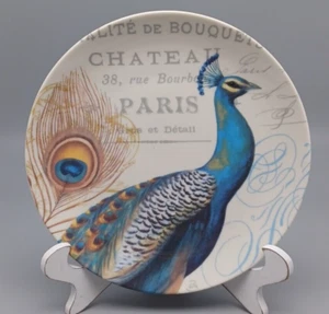 Cracker Barrel Porcelain Peacock Appetizer Plate Artist Daphne Bissonette - Picture 1 of 6