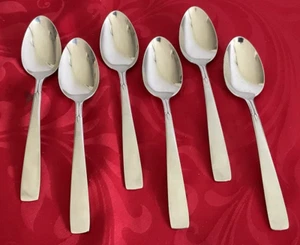 Oneida 18/8 stainless Satin Accent lot of 6 teaspoons 6" NM polished - Picture 1 of 5