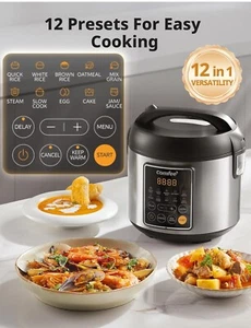 COMFEE' Compact Rice Cooker, 10-in-1 Stainless Steel Multi-Cooker, Quick Rice... - Picture 1 of 6