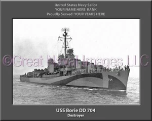 USS Borie DD 704 Personalized Canvas Ship Photo 2 Print Navy Veteran Gift - Picture 1 of 1
