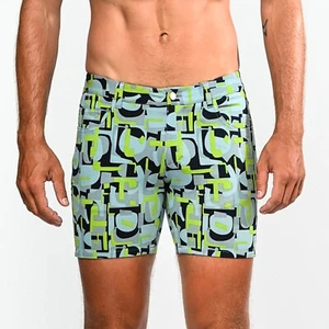 ST33LE 'Pop Art Ltd Ed Stretch Knit Jeans' Men's Designer Shorts 32 Pear/Sky NWT - Picture 1 of 11