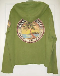 Upcycled green Hawaiin Tiki Surfer Hollister hoodie custom cool  - Picture 1 of 2