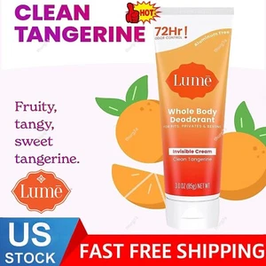 Lume Whole Body Deodorant Cream Clean Tangerine Skin Safe 72Hr Odor Control USA