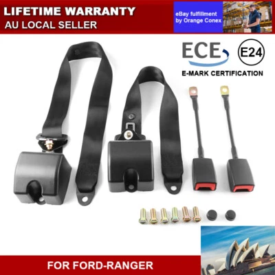 2 Set 3 Point Seat Belt For Ford Ranger Safety Straps Car Retractable Black - image 1 of 4