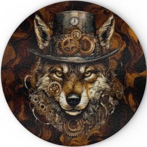 Steampunk Wolf - Glass Chopping Board, Scientific Intelligent Animal, Cogs Gears - Picture 1 of 9