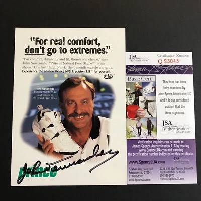 John Newcombe Signed Postcard Prince Promotional US French Wimbledon Open JSA - Image 1 of 2