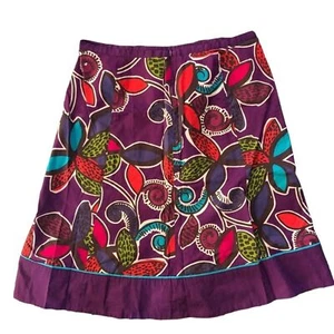 Boden 70’s Floral Purple Cotton Lined A~Line Skirt Sz. 8 Casual Boho - Picture 1 of 4