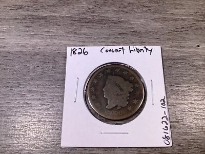 1826 Coronet Head Large Cent 199 Year Old Early US Copper Coin 081622 102ri - Image 1 of 4