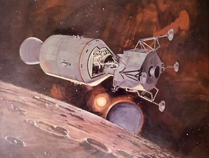 vintage NASA Apollo Spacecraft and Lunar Module Graphic art 1967 - Picture 1 of 3