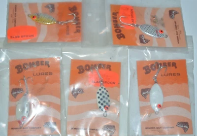 5 lures spoons old package bomber lure slab spoon 5/8oz assortment NOS - Image 1 of 4