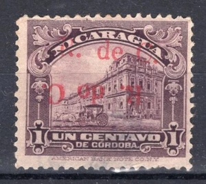 NICARAGUA, 1927. SC RA 11 , DOUBLE OVERPRINT IN RED, PROOF, VERY NICE, MLH - Picture 1 of 2