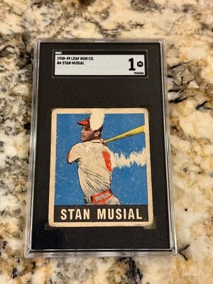 1948 Leaf Stan Musial RC #4 SGC 1 Freshly Graded Centered Iconic HOF ROOKIE CARD - Image 1 of 2