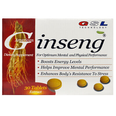 GSL Dietary Supplement American Ginseng, 30 Tablets Helps Improve Mental • 6.50$
