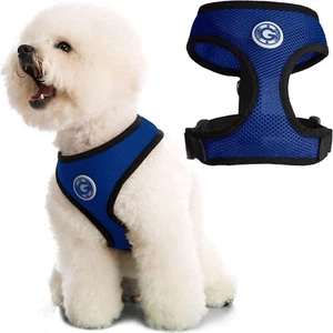 Gooby Soft Mesh Harness for Small Dogs and Cats - Blue 9.5-13" Chest, 9" Neck - Picture 1 of 5