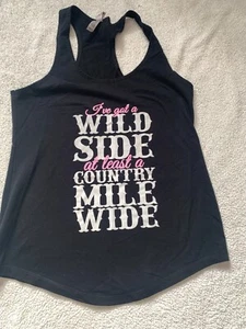Next Level Women's Tanktop, Large, "I've got a Wild Side..." Black, T-Back - Picture 1 of 4