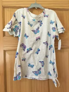 NWT Oshkosh Butterfly Shirt Top Girls Ruffle Short Sleeve Gray 6/6X,7,8,10,12,14 - Picture 1 of 1