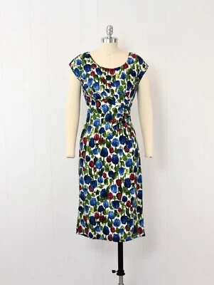 Vestido Lápiz Años 50 Alix of Miami Tulip Floral Novedad Estampado Pinup Algodón Movible Foto 1 de 4