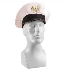 Genuine Italian Army Navy Surplus White Marine Cap NEW - Foto 1 di 1