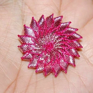 160X Handmade Flower Pink Glitter Ribbon Sew On Applique Patches India Pakistan - Picture 1 of 5