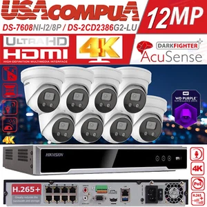 Hikvision 4K 12MP 8ch PoE AcuSense CCTV Camera System DS-2CD2386G2-IU W/Audio - Picture 1 of 9