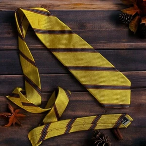 Robert Talbott Tie Best Silk Box Striped Jacquard Gold Purple Best in Class - Foto 1 di 6