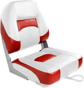 Leader Accessories Low Back Folding Fishing Boat Seat,White/Red - Picture 1 of 6