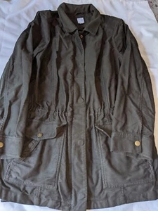 J. Jill Army Green Jacket Lined Size XL Full Zip Pockets Removable Liner - Picture 1 of 20