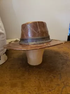 Vintage 1970's Patchwork Leather Boho Hippie Or Western Hat - Picture 1 of 13