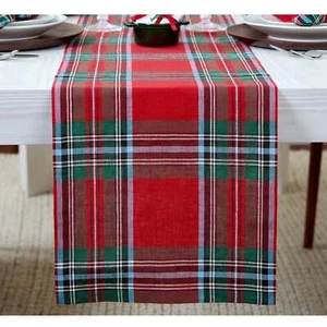 Solino Home Linen Table Runner for Thanksgiving Fall Autumn Madras Holiday Plaid - Picture 1 of 4