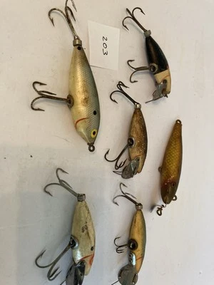 Lote de 6 señuelos de pesca vintage. True Temper Shad. Ojo de vidrio CCB Co. Foto 1 de 4