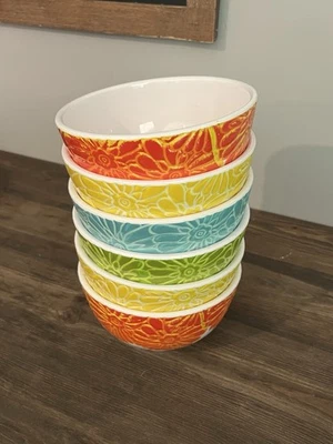 Laurie Gates Melamine Bowls Set Of 6 Floral Multicolor - Image 1 of 2