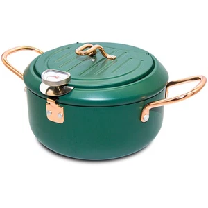 Japanese Tempura Deep Fryer Pot with Fahrenheit Thermometer 3.5L- Nonstick Ca... - Foto 1 di 9