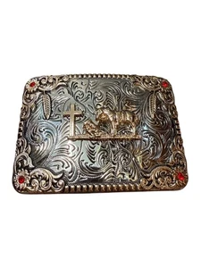 Praying Cowboy Western Style Belt Buckle Hebilla Vaquero con Oracion Vaquero - Picture 1 of 2