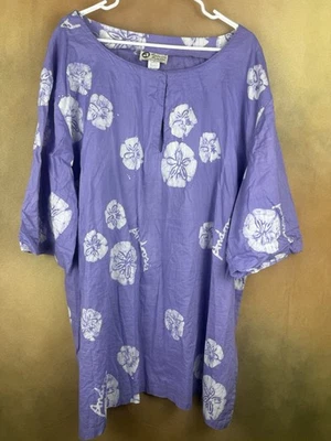 Caftán Androsia Hecho a Mano en las Bahamas XXL Púrpura 100% Algodón Foto 1 de 4