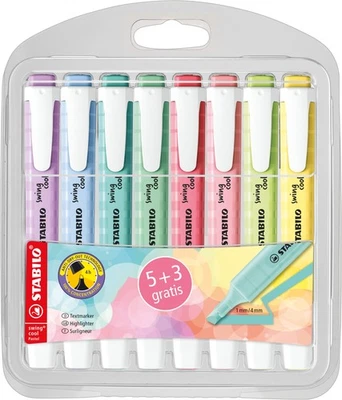 STABILO Textmarker swing cool  Pastel Etui „5+3“,  - Bild 1 von 4
