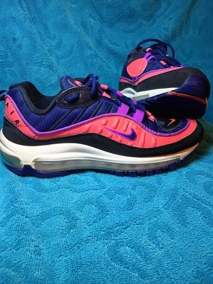 Nike Air Max 98 Sneakers Black Pink Blue Mesh Upper - Image 1 of 4