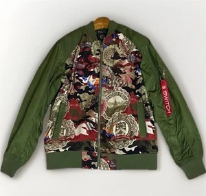 Vintage SWITCH REMARKABLE ZIP UP BOMBER JACKET MONEY DESIGN Unisex M - Picture 1 of 8