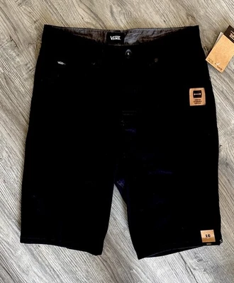 Vans Slim Fit 5 Pocket Shorts Kids Size 16 Black NWT - Image 1 of 4