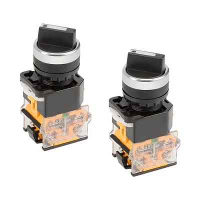 2pcs Latching Lock 2 Positions Rotary Selector Select Switch DPST 440V 10A 22mm - Image 1 of 4