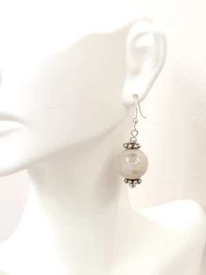 Novos Brincos Pendurados Femininos de Prata Esterlina 925 Pedra Petoskey Gancho de Pedra Preciosa - Imagem 1 de 4