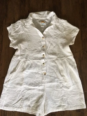 100% Cotton White Romper C&C XL Summer  - Image 1 of 4