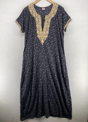 Camisón MARSHAL Camisón XL Maxi Bordado Cuello Dividido Salón Negro Foto 1 de 4