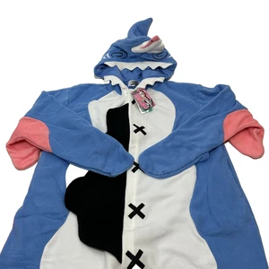 Sazac Unisex Kigurumi Hai Kostüm blau weiß rosa Plüsch Größe Erwachsene Einheitsgröße - Bild 1 von 5