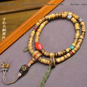 Tibetano 108 Hueso Mala - Antiguo Collar de Cuentas de Oración con Colgante Ritual - Imagen 1 de 5