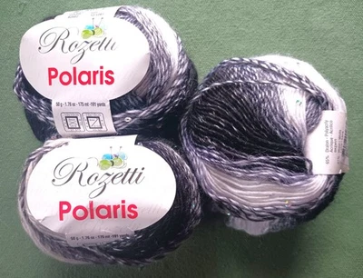 Rozetti Polaris DK Yarn 3 Balls Acrylic/Wool Blend ZENITH Black-White + Sequins - Image 1 of 4