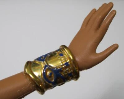 2001 BARBIE DOLL QUEEN OF THE NILE Exotic Wide GOLD CUFF BRACELET JEWELRY NEW - Image 1 of 2