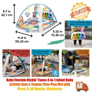 Baby Einstein Kickin' Tunes 4-in-1 Infant Baby Activity Gym & Tummy Time Play Ma - Picture 1 of 16